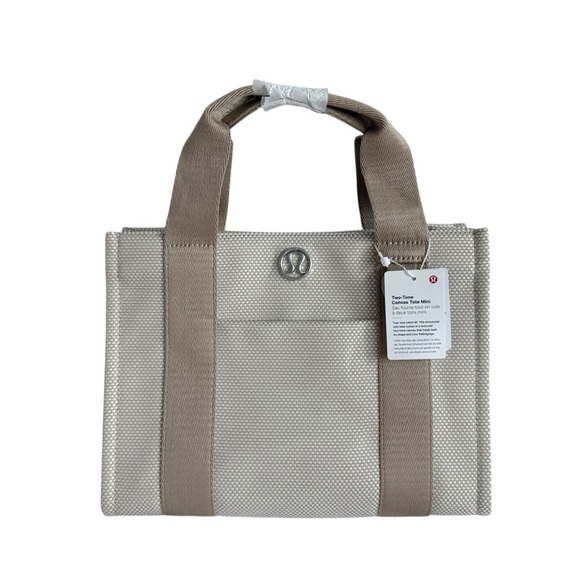 lululemon athletica Handbags - Lululemon Two Tone Mini Canvas Tote - Mojave Tan and Light Ivory